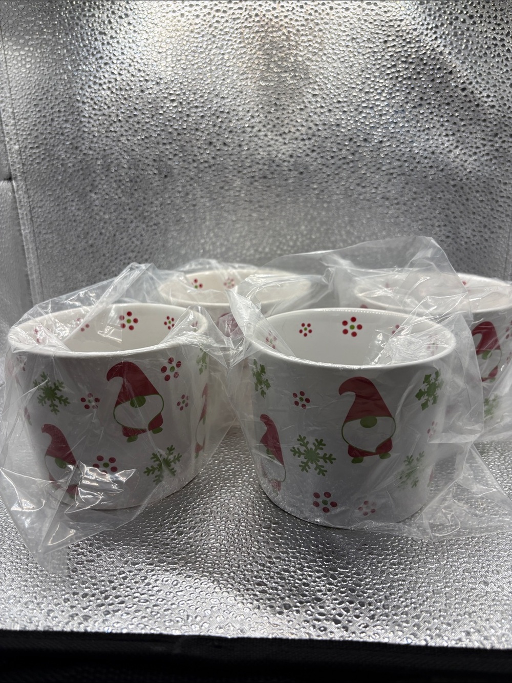 Temptations Red Gnome Christmas Ramekins - Set of 4 NWOT